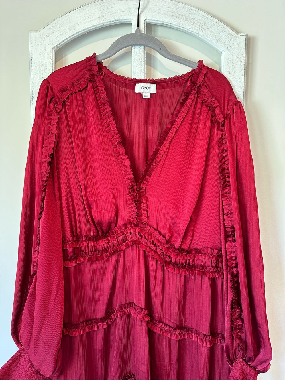 CeCe Red Ruffle Maxi Dress